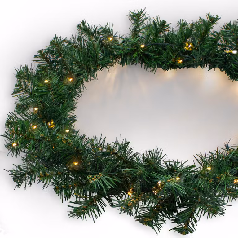 Ghirlanda natalizia con abete artificiale - 810 cm / 100 LED - Fiaccole decorative con timer illuminate in bianco caldo con spina di rete