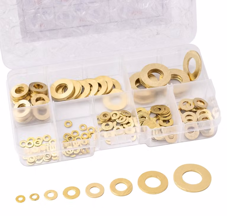 Set di 180 rondelle di ottone - 8 misure da M2 a M10, rondelle piatte metalliche