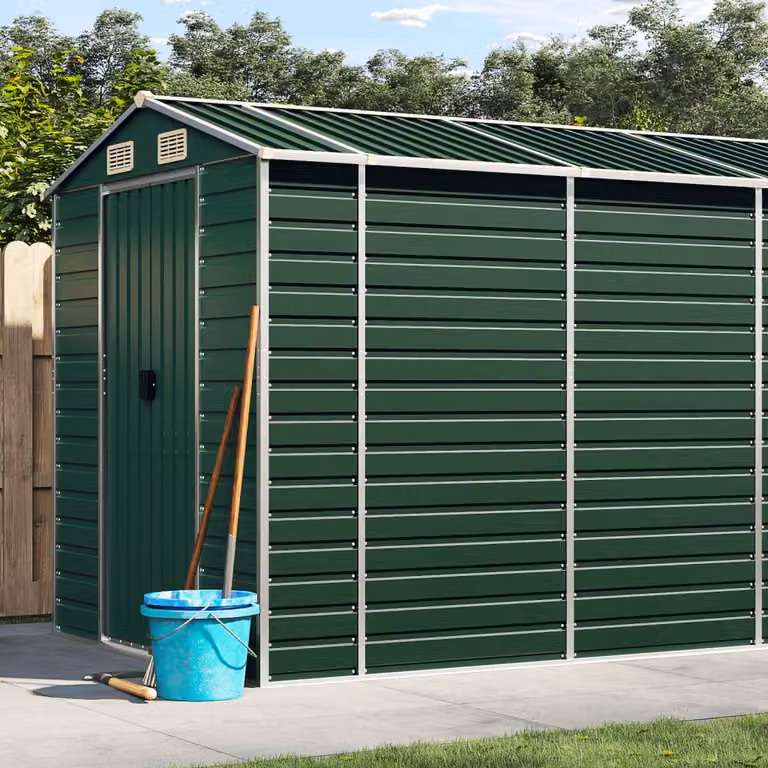 Capanno da giardino vidaXL in acciaio zincato verde L: 191 cm, P: 895 cm, H: 198 cm