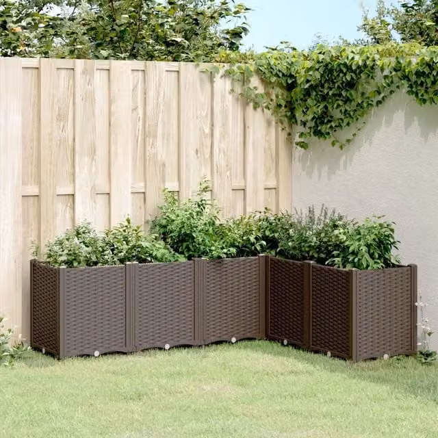 Fioriera da giardino vidaXL in plastica marrone L: 160 cm, P: 120 cm, H: 53 cm