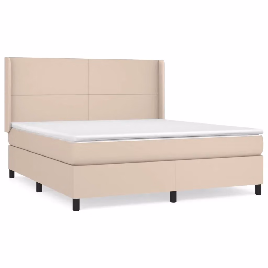 Letto Ibrido con Giroletto a Molle e Materasso vidaXL in Similpelle Beige e Bianco L/P/H: 180 x 200 x 128 cm – 2