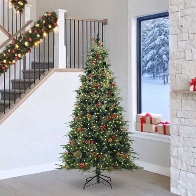 Albero di Natale artificiale verde con luci LED warm white vidaXL Altezza: 240 cm – 1