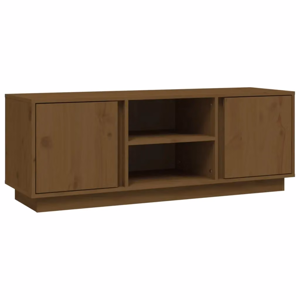 Mobile Porta TV Miele VIDAXL in Legno Massello di Pino Marrone, L 110 cm x P 35 cm x H 40,5 cm – 2