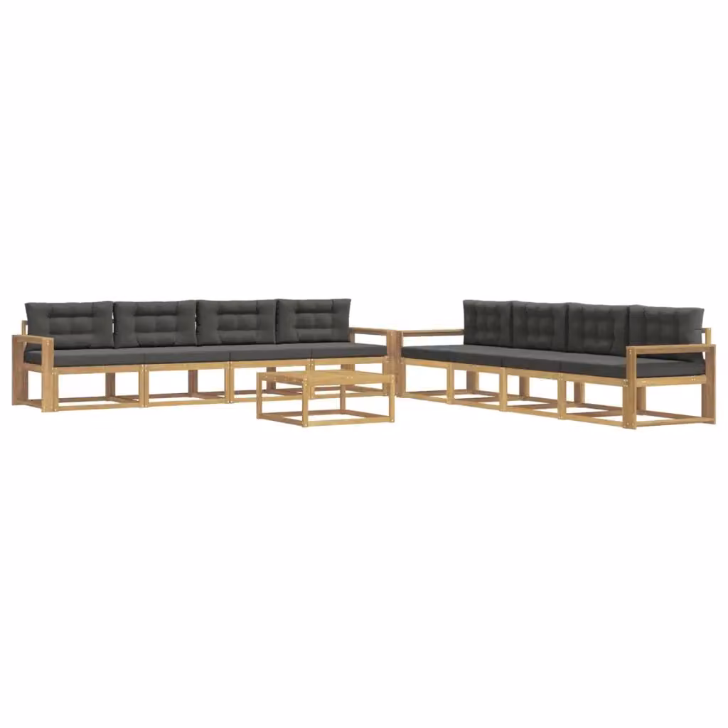 Set di mobili da giardino vidaXL composto da 9 pezzi con divani, poltrone e tavolino da caffè in legno di acacia, colori bianco e antracite – 2