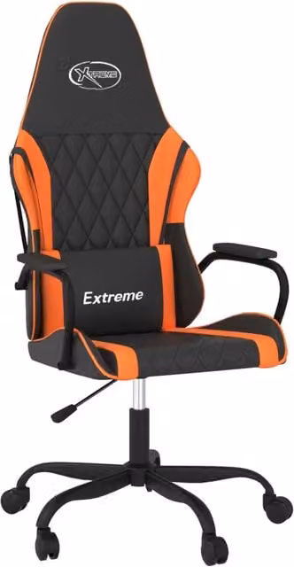 Sedia da Gaming Sportiva con Poggiatesta e Braccioli, Nero e Arancione in Similpelle – 1