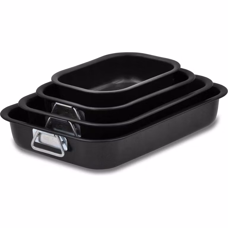 Set di 4 teglie rettangolari per brownie Accademia Mugnano Linea Vulcano in alluminio con rivestimento antiaderente, colore nero
