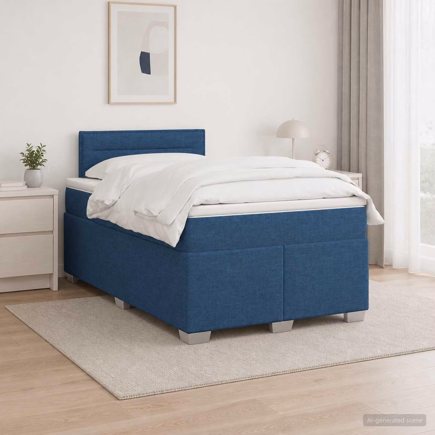Maison Exclusive - Letto boxspring con materasso e testiera blu 120 x 200 cm Tessuto