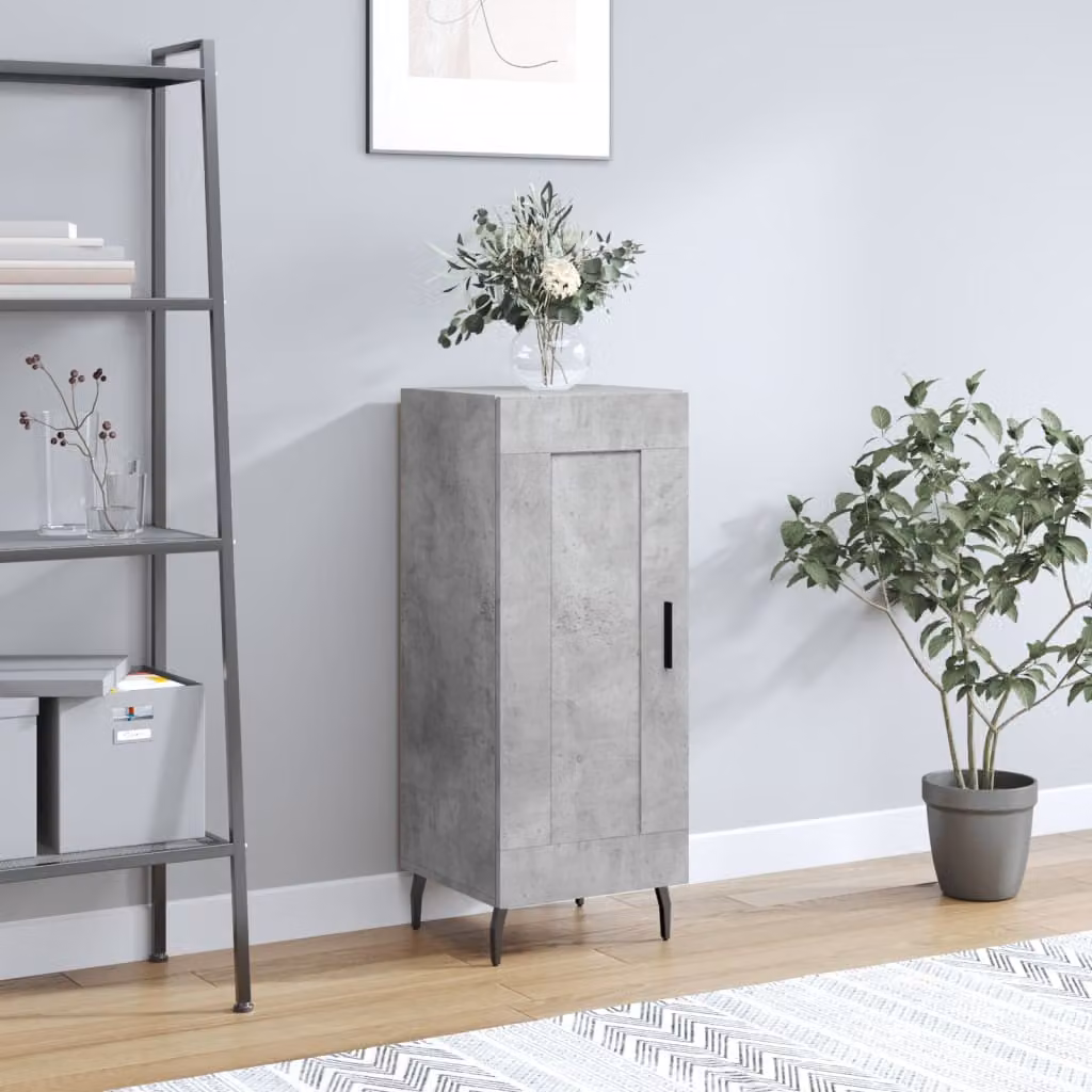 Credenza moderna vidaXL in legno e metallo, Grigio, L 34,5 cm x P 34 cm x H 90 cm