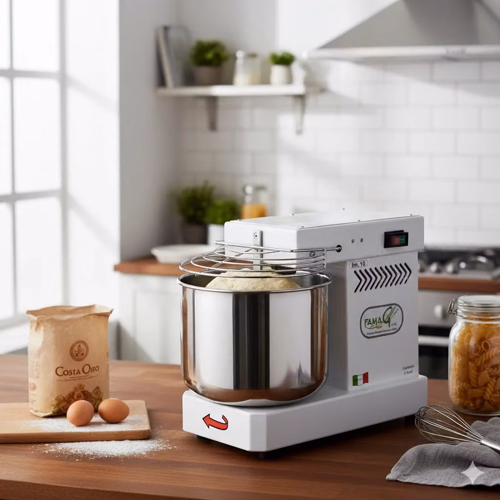 Impastatrice a spirale a testa fissa Famag IM10/230 in acciaio inox, colore bianco, 400W, capacità 10kg – 2