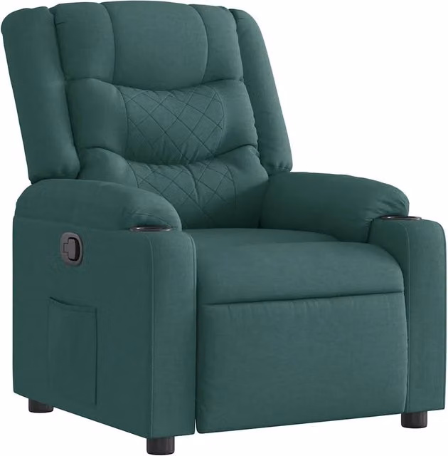 Poltrona | Sedia Relax Reclinabile in Tessuto Verde Scuro