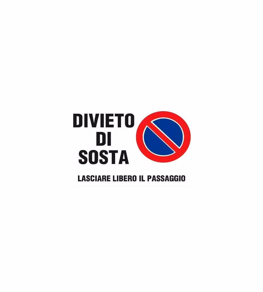 Cartello Divieto di Sosta 25x45 cm in Polipropilene