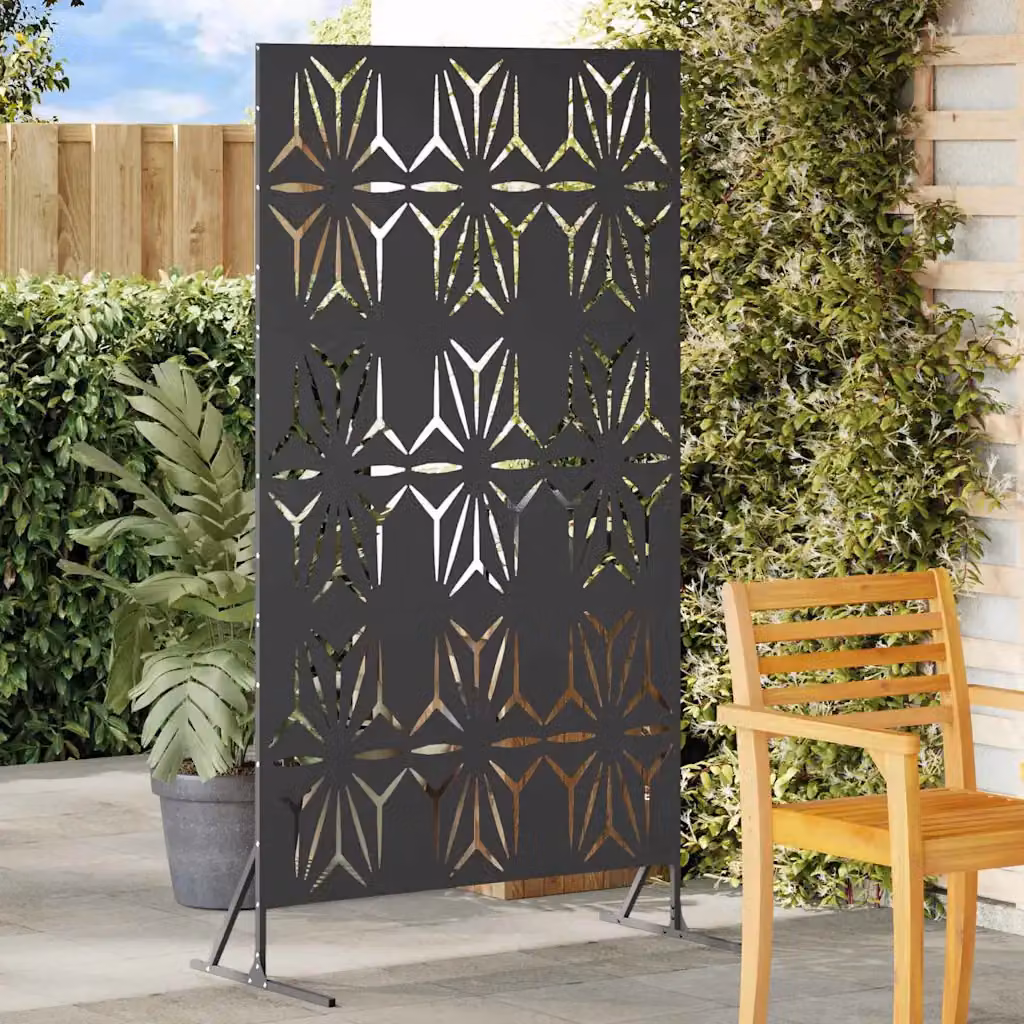 Paravent per Privacy vidaXL in Acciaio Nero, Semi-trasparente, L 100 x P 50 x H 180 cm