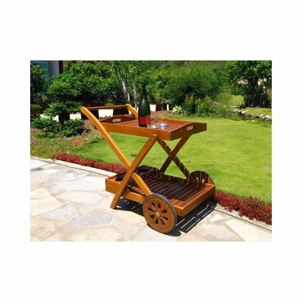 Carrello con ruote COSMA in legno di acacia marrone modello Trolley bar – 2