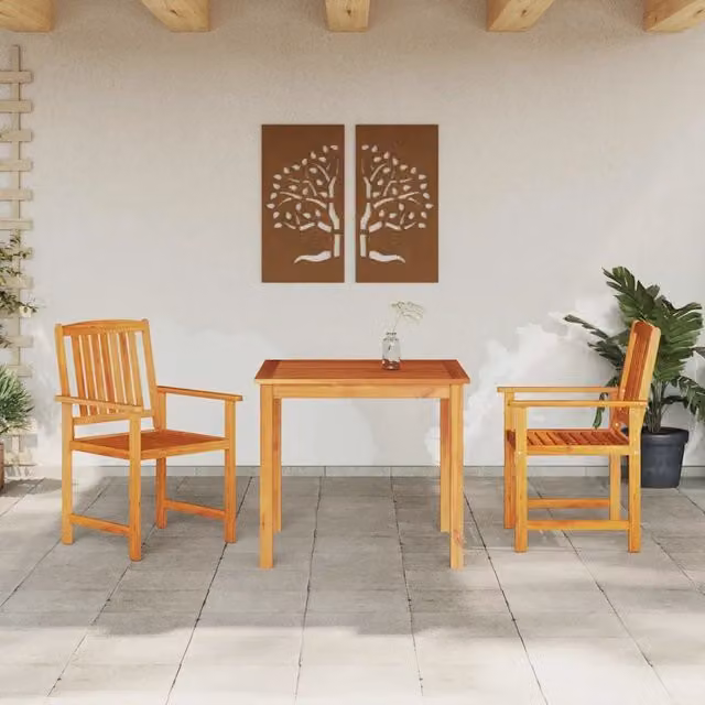 Set da Pranzo per Giardino 3 pz Marrone 3375682