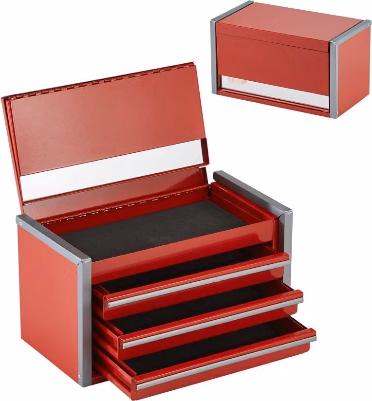 Cassetta degli attrezzi rossa - Cassetta degli attrezzi con 3 cassetti - Cassetta degli attrezzi 218,4x118 mm - Ideale per riporre gli attrezzi manuali