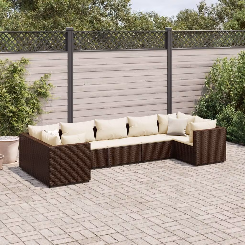 Maison Exclusive - Set da giardino 7 pezzi con cuscini Marrone Poly Rattan