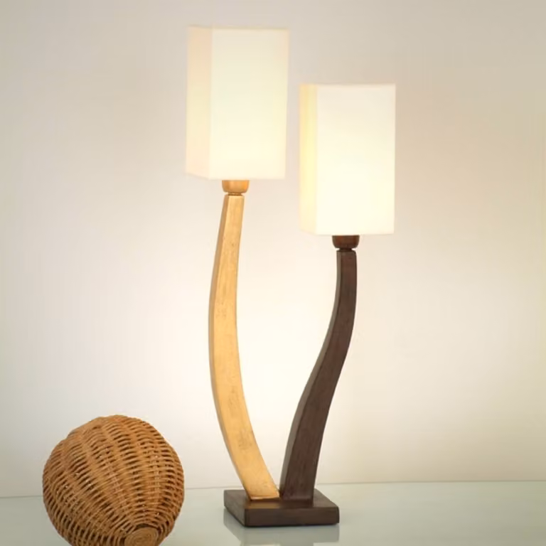 Holländer Lampada da tavolo Quadrangolare, Crema / Ambra, Soggiorno / Sala da pranzo, Moderno, Lampada da tavolo