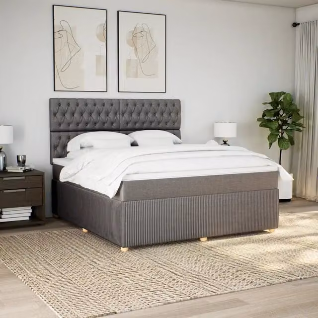 Letto Ibrido con Materasso vidaXL in Tessuto Beige, Bianco e Grigio L/P: 180 x 200 cm