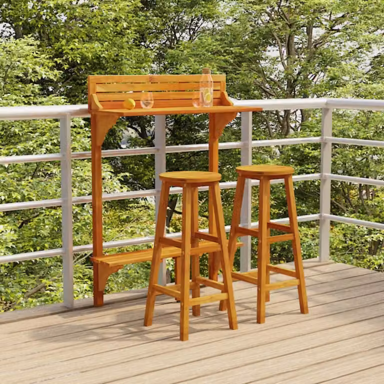 Maison Exclusive - Set da Bar per Balcone 3 pz in Legno Massello di Acacia