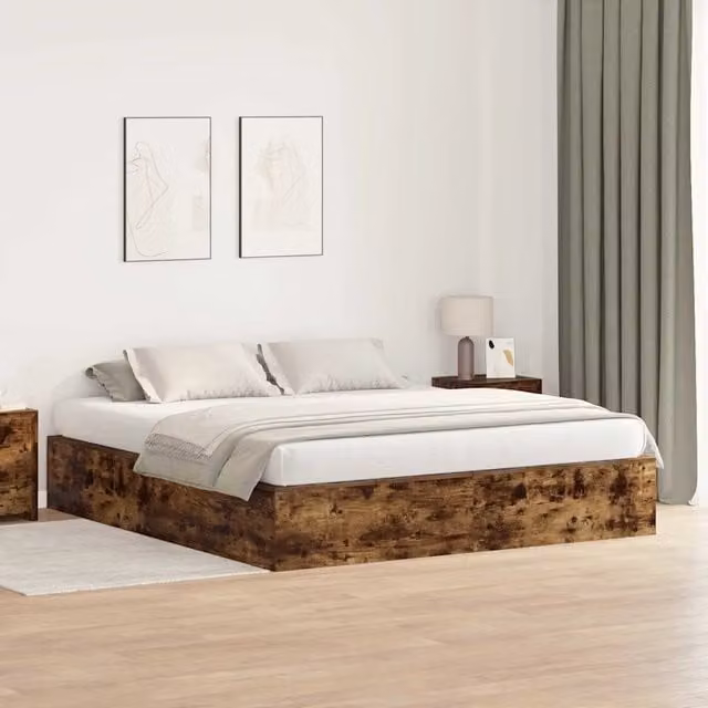 Struttura letto con contenitore Rovere fumé 200 x 200 cm 3335361