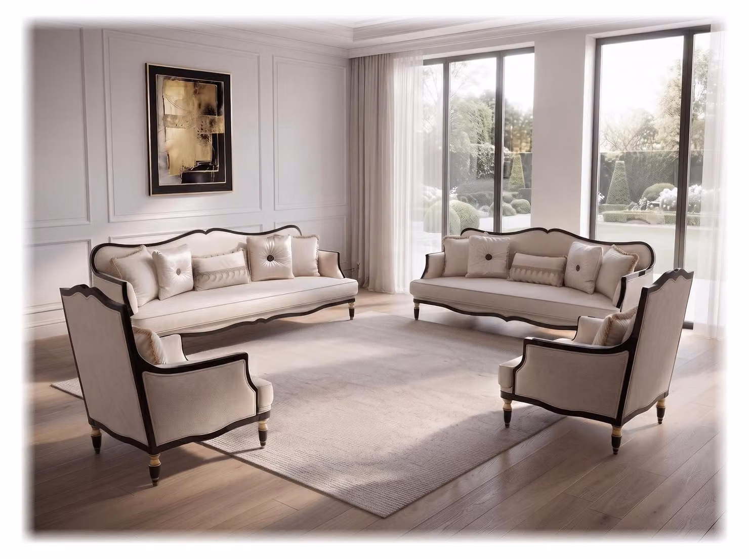 Divano componibile. Divano e 2 poltrone. Stile moderno. Ideale per il soggiorno. Design elegante