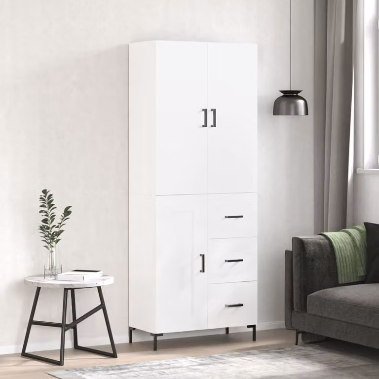 Credenza moderna vidaXL bianca in legno e metallo L/P/H: 69,5 x 34,0 x 180,0 cm