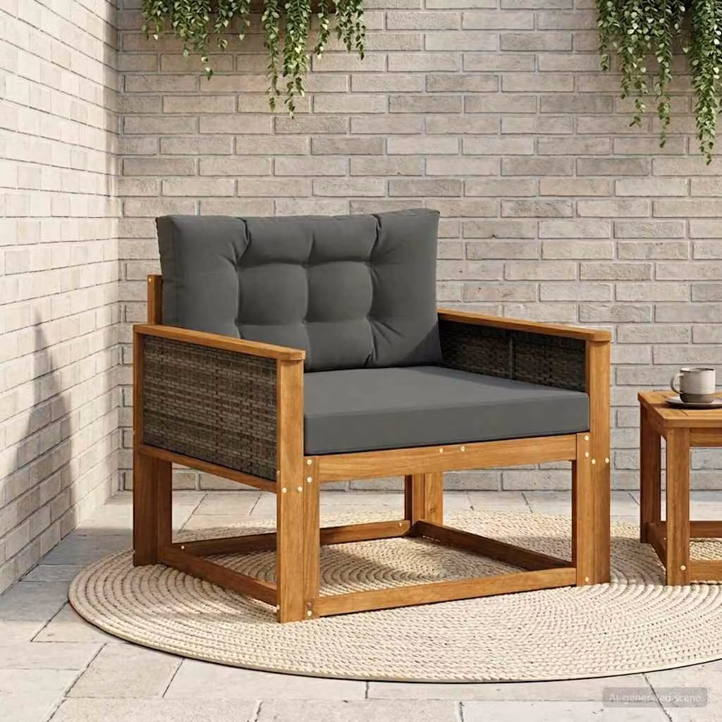 Divano centrale da esterno moderno vidaXL in legno di acacia naturale per giardino e terrazzo