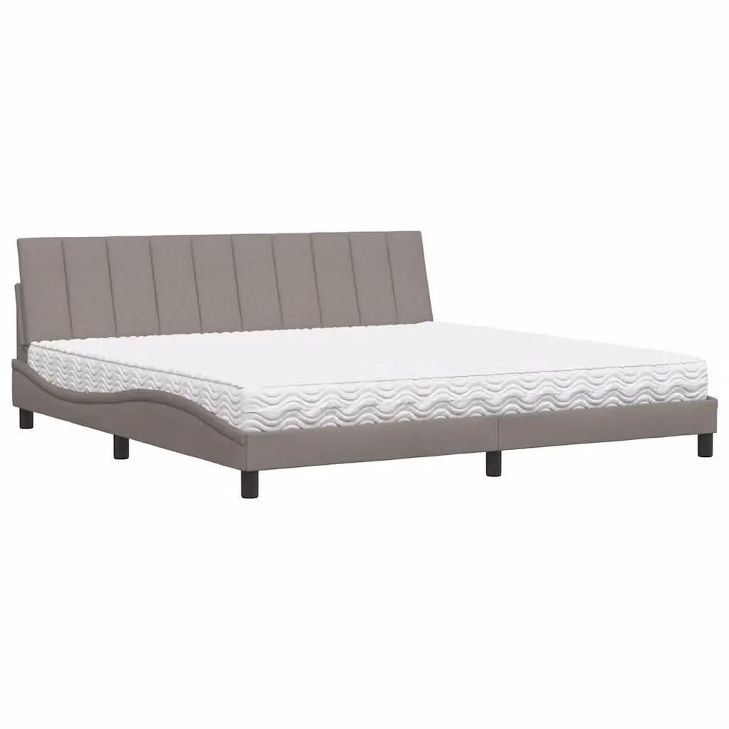 Letto con Materasso Hanko vidaXL in Tessuto Beige e Bianco L/P/H: 200 x 200 x 74,5 cm – 2