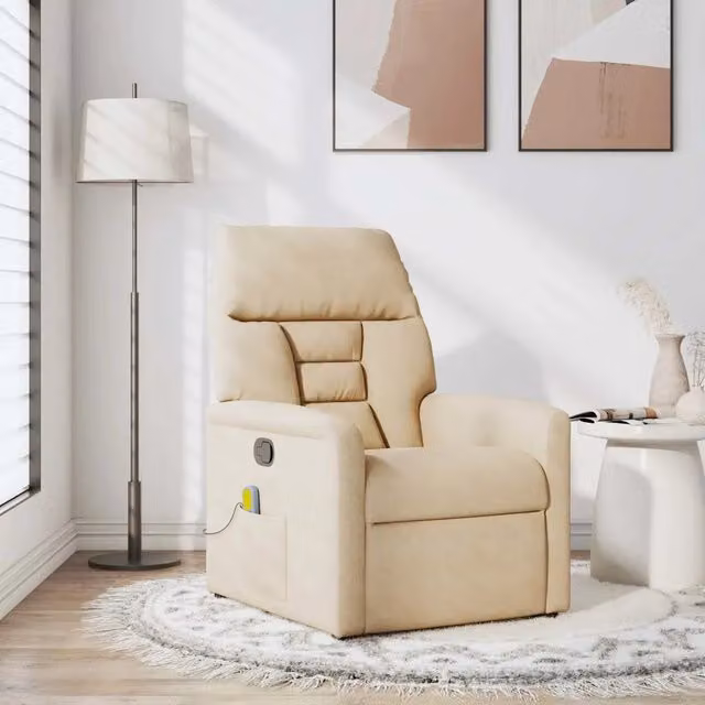 Poltrona Reclinabile Relax vidaXL in Microfibra Beige con Braccioli