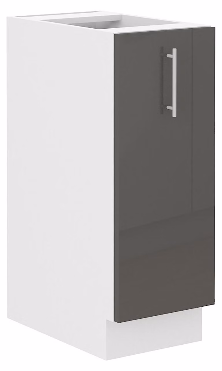 Cucina Lara Grigio lucido, mobile basso da 30 cm, cassettiera estraibile, mobile da cucina