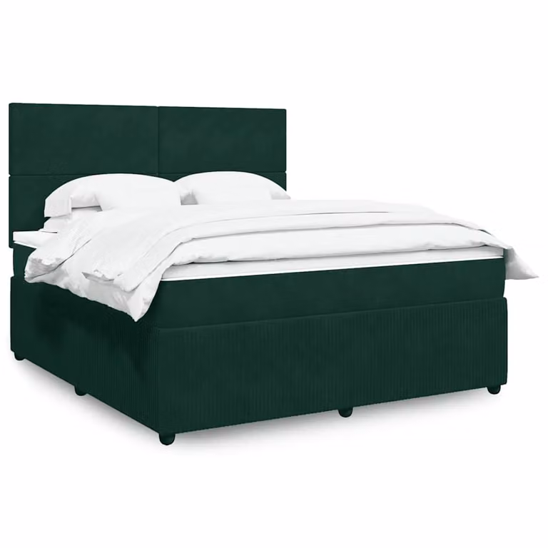 vidaXL Giroletto a Molle con Materasso in Velluto Verde Scuro L/P/H: 180 x 200 cm