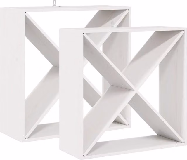 Set di 2 portabottiglie Design In in pino massello bianco, modello CFW5334095, L: 62 cm, P: 25 cm, H: 62 cm