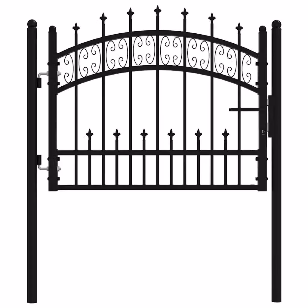 Cancello singolo per recinzione vidaXL in acciaio nero L: 103 cm, H: 120 cm – 2