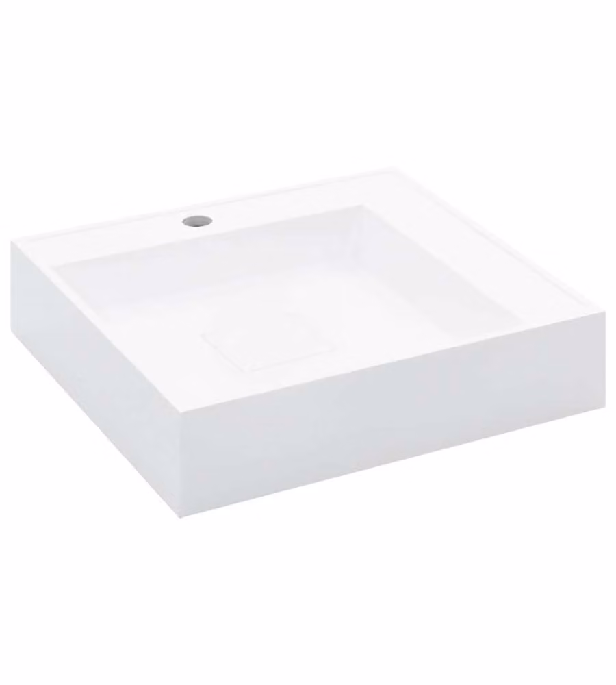 Lavandino da appoggio quadrato vidaXL in marmo e minerale bianco L/P/H: 50 x 50 x 12,3 cm – 2