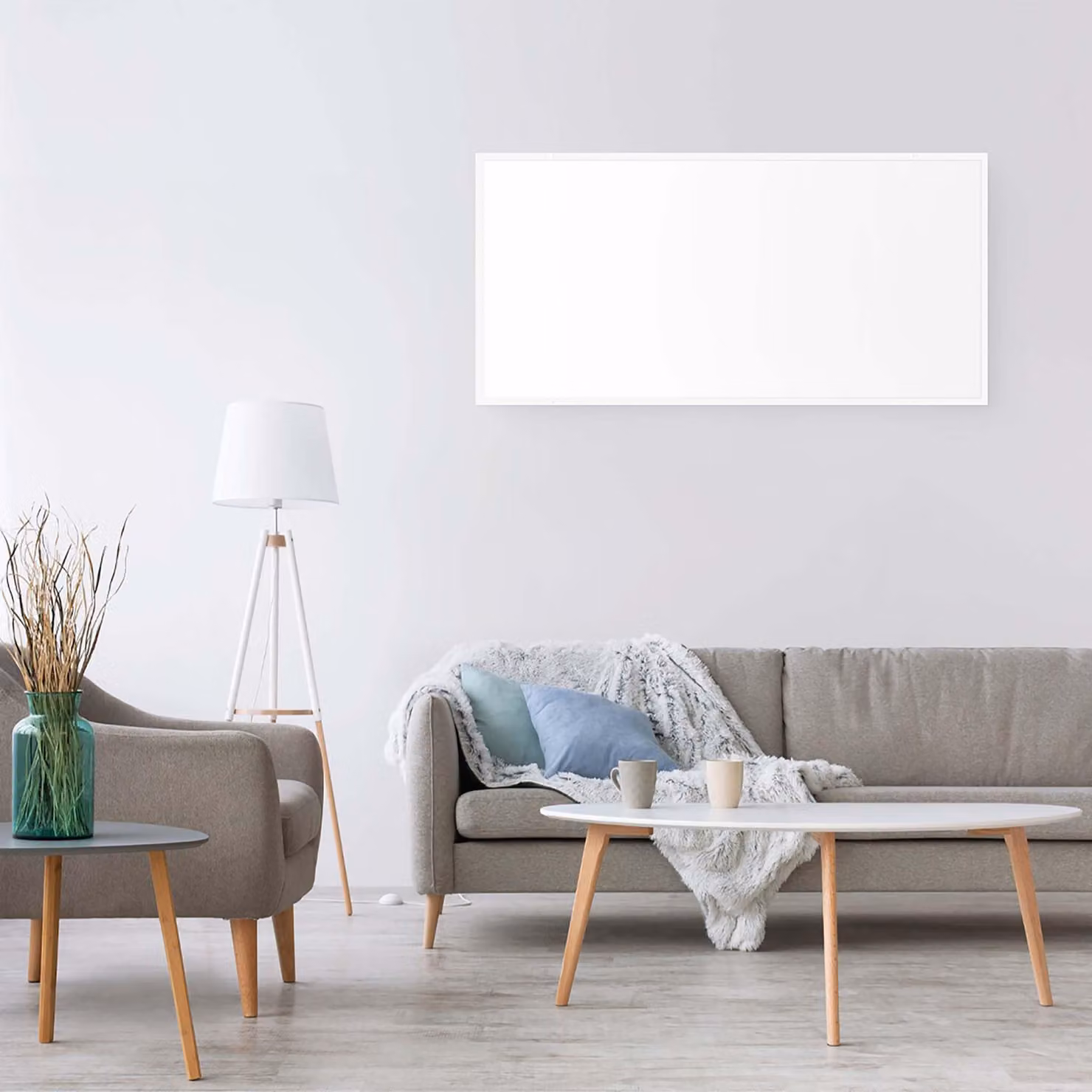 Pannello riscaldante a infrarossi da 1050 W - Montaggio a parete - A basso consumo energetico - Bianco
