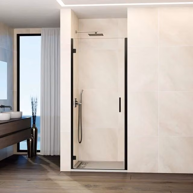 Box doccia frontale GLASS 1 porta battente 80 cm (75,7-80,2) titanio trasparente