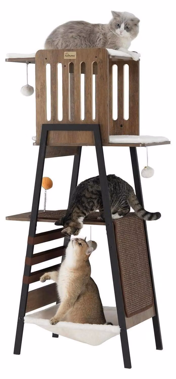 Albero per gatti di grandi dimensioni, colore grigio, dimensioni 59 x 38 x 147 cm