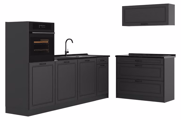 Cucina componibile Vicco R-Line Antracite country/Antracite 220 cm piano di lavoro Antracite, Model 68114