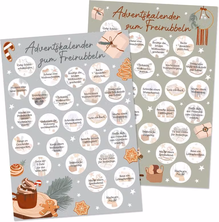 Calendario dell'Avvento con immagini da grattare - Set da 4 - Da grattare liberamente - Ideale per sorelle e amiche - Regalo di Natale