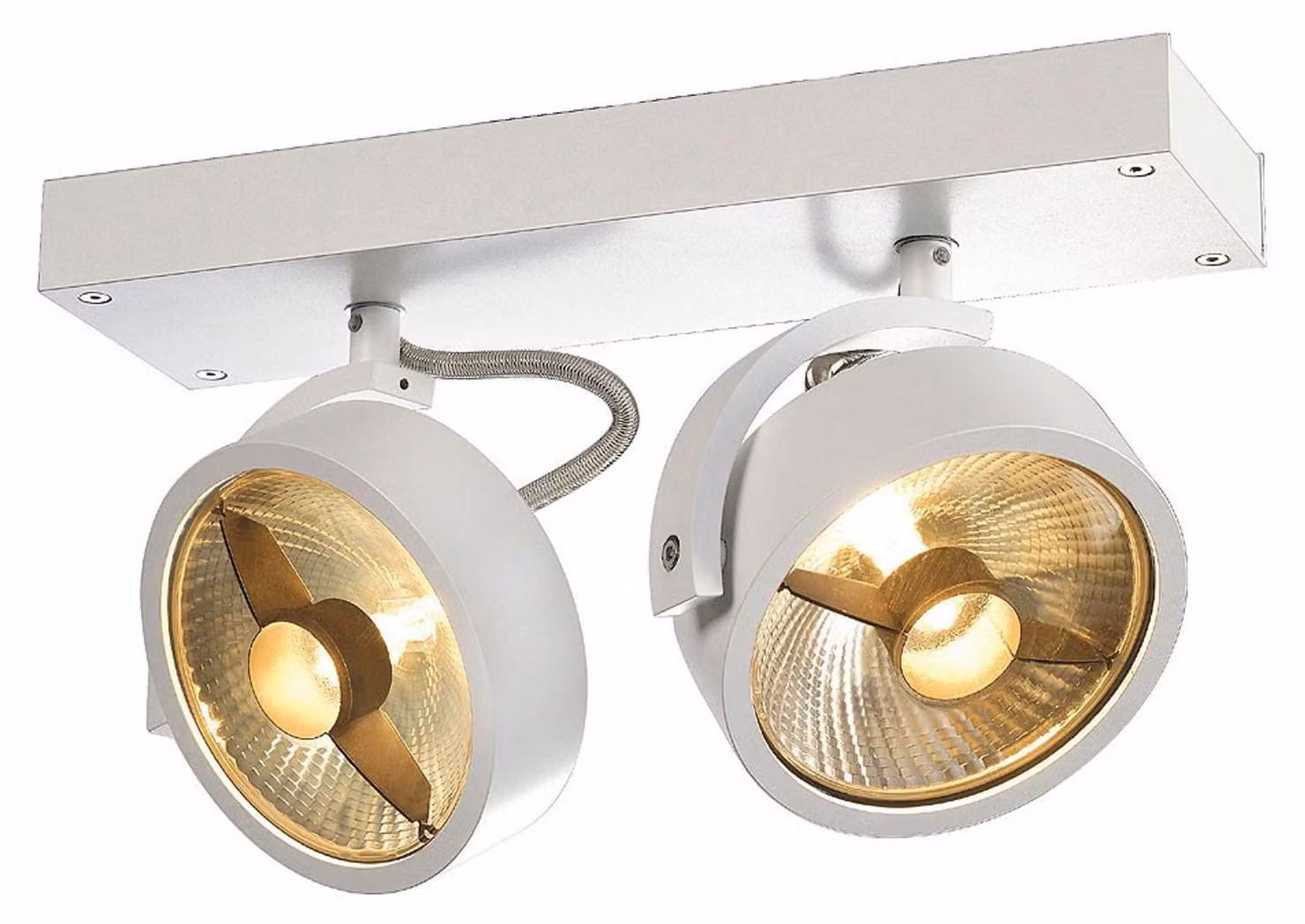 Faretto moderno doppio Kalu, variante: 280 x 180 x 90 mm, 2 x 75 W, bianco