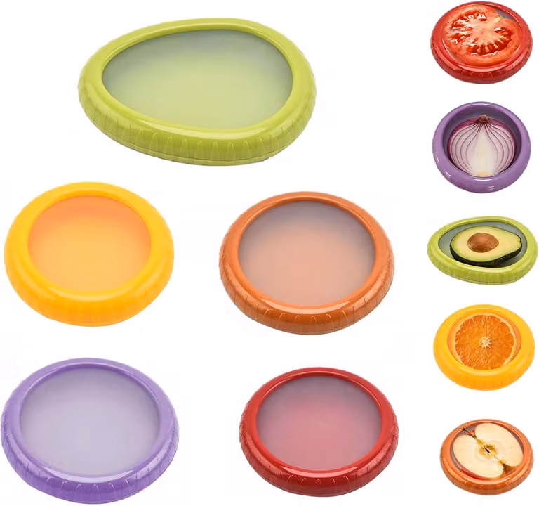 Contenitori in silicone, set da 5, per frutta e verdura, riutilizzabili, forma avocado