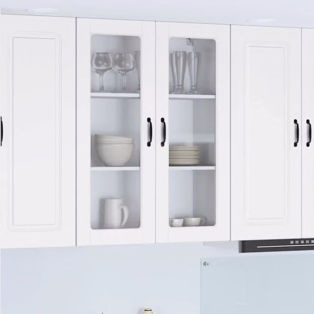 Mobile da parete moderno vidaXL PORTO in legno e vetro bianco L 80 x P 31 x H 100 cm