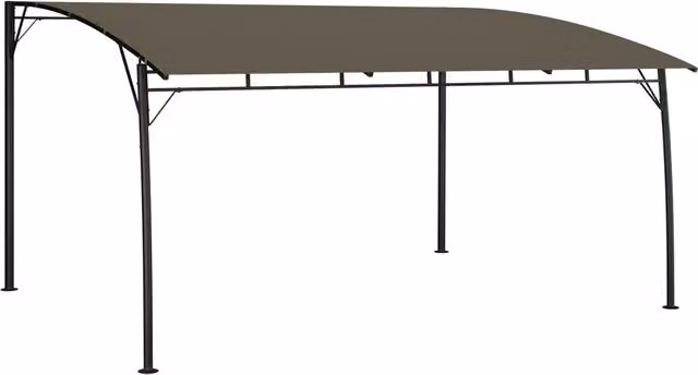 Tenda Parasole da Giardino vidaxl in Acciaio e Poliestere, L/P/H: 400 x 300 x 255 cm, Grigio e Marrone
