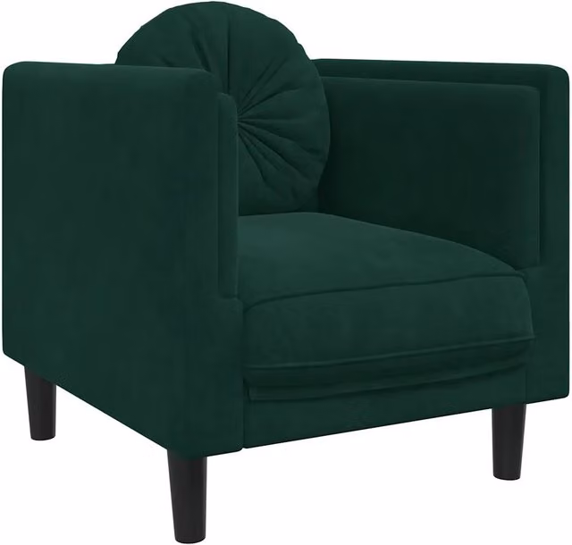 Divano Sedia-Poltrona con Cuscino Verde Scuro in Velluto