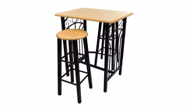 Set Tavolo da Pranzo e Sedie Moderno in Legno e Acciaio, Colore Marrone e Nero, CFW7294474