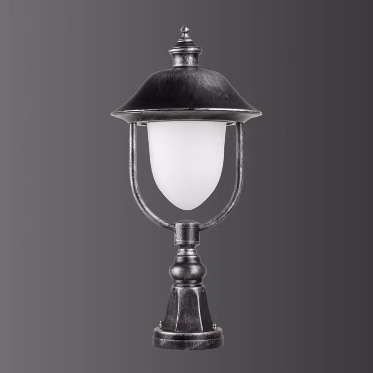 LCD Lampione da giardino 1156, dimmerabile, Nero, Alluminio, Antico, Lampada da esterni