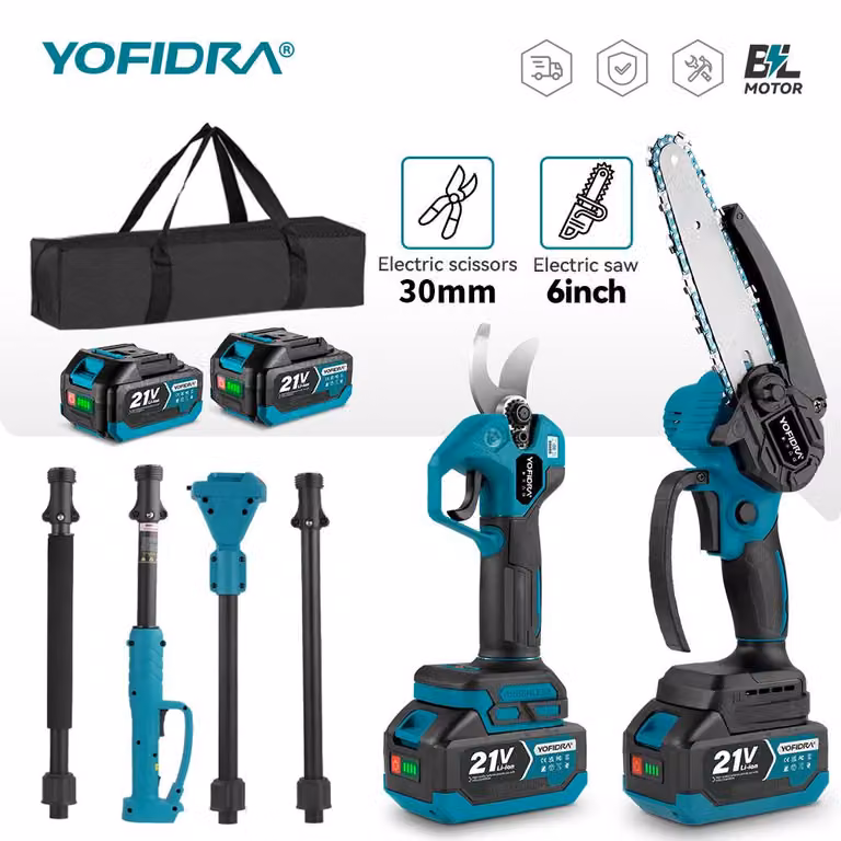 Troncatrice elettrica con 2 batterie – 18-21V, motore brushless – lama da 6 pollici – ideale per tagliare rami alti