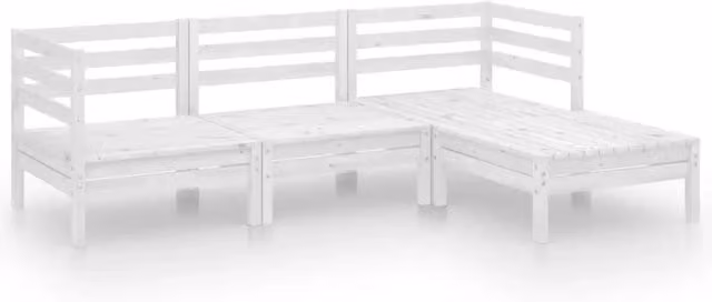 Set Salotto da Giardino 4 pz | Set di Mobili da Esterno in Legno Massello di Pino Bianco