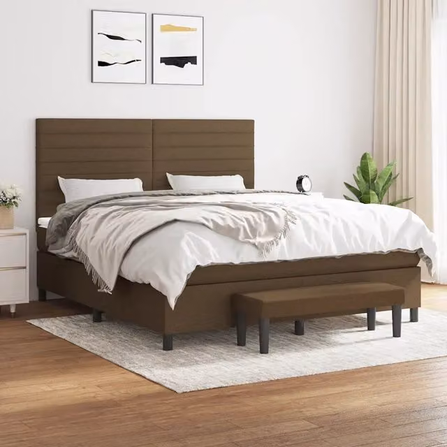 Letto Ibrido con Giroletto a Molle e Materasso vidaXL, Marrone e Bianco, L/P/H: 180 x 200 x 128 cm