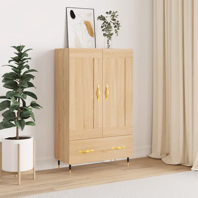 Credenza moderna vidaXL in legno multistrato color rovere sonoma, L 69,5 cm x P 31 cm x H 115 cm